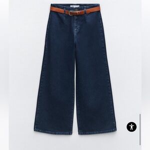 Zara Belted High Rise Cropped Wide Leg Jeans - Size 2/26